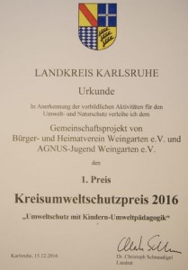 AGNUS-Jugend Kreisumweltschutzpreis