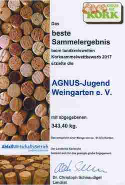 AGNUS-Jugend Korksammelwettbewerb 2017
